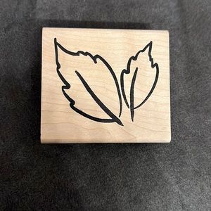 Vintage Large 2 leaf rubber mounted stamp